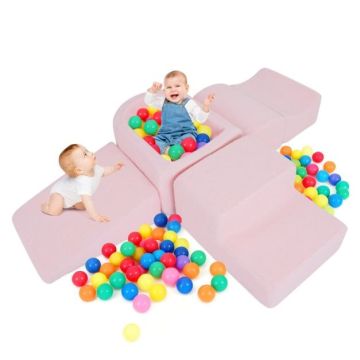 Children's climbing toy set, 5 pieces, soft sherpa covers, pink