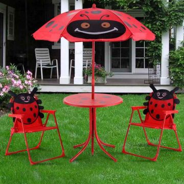 Children's outdoor furniture set, table, 2 chairs and umbrella