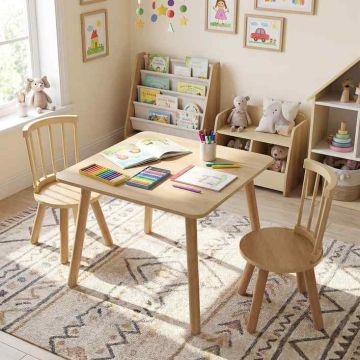 Children's table and chair set, 3-piece, 59.69 × 43.18 × 59.69 cm