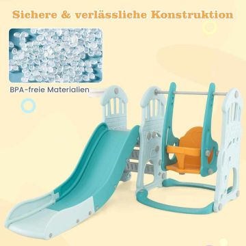 Children's slide and swing set, 4 in 1, 185 × 150 × 102 cm