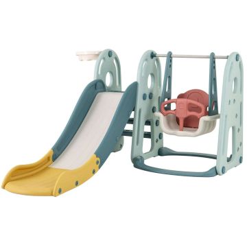 Children's slide and swing set, 4 in 1, Multicolored, 198 × 149 × 96 cm