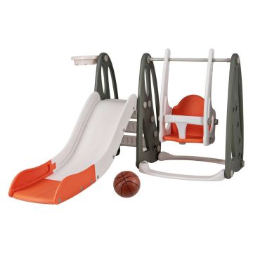 Children's slide and swing set, 4 in 1, Orange, 182 × 150 × 98 cm