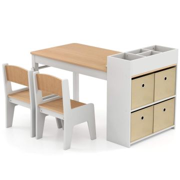 Children's art table and chair set, table and 2 chairs, 100.33 × 50.8 × 58.42 cm