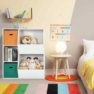 Children's room storage box, 3 cubes, 2 baskets, White, 76 × 93 × 27 cm