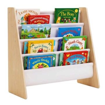Детский книжный стеллаж Relaxdays, 4 тканевых кармана, 63 × 60 × 39 см