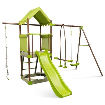 Children's outdoor swing set, with slide and sandbox, 320.04 × 248.92 × 259.08 cm