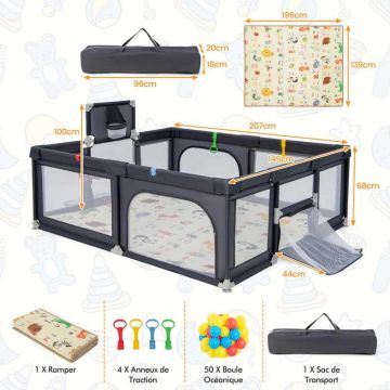Children's playpen, 50 balls, 205.74 × 144.78 × 68.58 cm