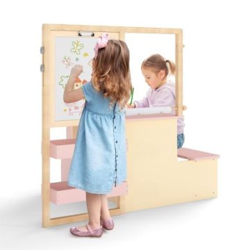 Children's art center, with bench, Pink, 114 × 81 × 100 cm