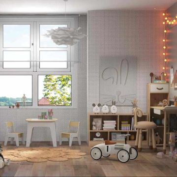 Children's seating group with toy cabinet, 3 pcs.: table 60x60 cm, 2 chairs 31x29x45 cm