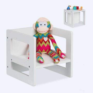 Детский табурет Relaxdays 10050150.0, 2 высоты сиденья, Белый, 30 × 30 × 30 см