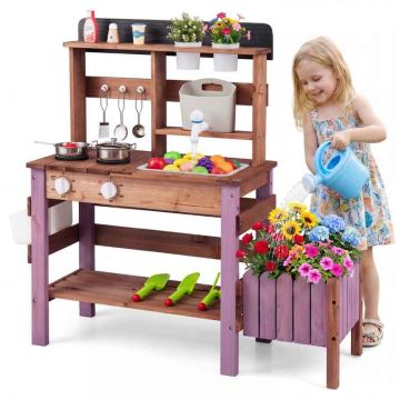 Children's Kitchen and Gardening Play Table, 15-Piece Accessory Set, 83.82 × 86.36 × 31.75 cm