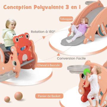 Children's play equipment, 3 functions, Green/Pink