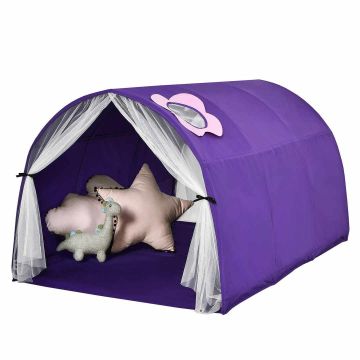 Children's play tent, with mesh windows, Pink/purple, 144.8 × 101.6 × 82.6 cm