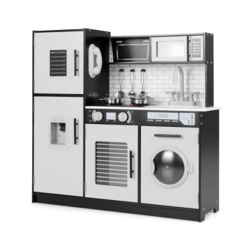 Children's Play Kitchen, White/Black, 83 × 80 × 25 cm