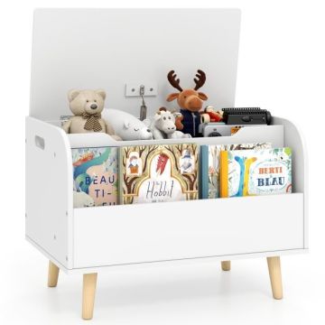 Laste mänguasjakast raamaturiiuliga, Valge, 59,69 × 43,18 × 40,64 cm