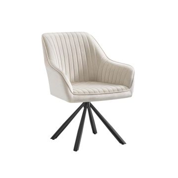Dining chair SONGMICS KDC161LH01, With armrests, swivel, Beige/black, 60 × 81.5 × 60 cm