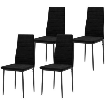 Söögitoolid, 4 tk käetugedeta, Mustad, 54 × 97 × 41 cm