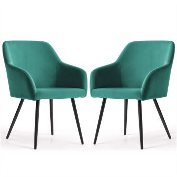 Söögitoa toolid ESTELLE, 2 tk, roheline/must, 54,5 × 83 × 58 cm