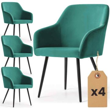 Söögitoa toolid ESTELLE, 4 tooli komplekt, rohelist/musta värvi, 54,5 × 83 × 58 cm