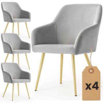Söögitoa toolid ESTELLE, 4 tk, hallid/kuldsed, 54,5 × 83 × 58 cm