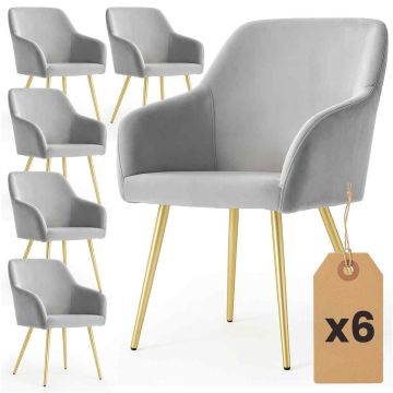 Söögitoa toolid ESTELLE, 6 tk, hallid/kuldsed, 54,5 × 83 × 58 cm