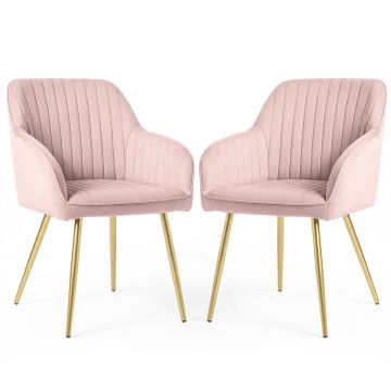 Söögitoa toolid FLORENCE, 2 tk, roosa ja kuldne, 54,5 × 82 × 58 cm