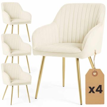 Söögitoa toolid FLORENCE, 4 tk, beežid/kuldsed, 54,5 × 82 × 58 cm