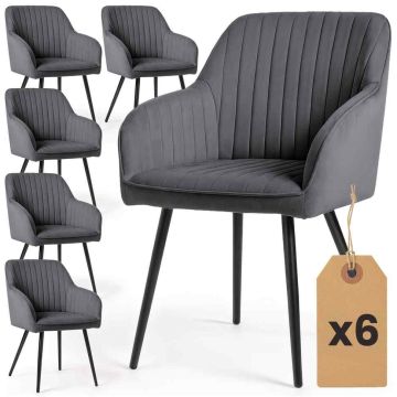 Söögitoolid FLORENCE, 6 tk, hall/must, 54,5 × 82 × 58 cm