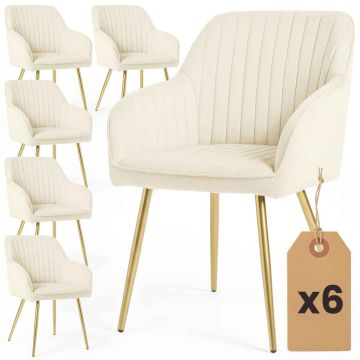 Söögitoolid FLORENCE, 6 tk, beež/kuldne, 54,5 × 82 × 58 cm
