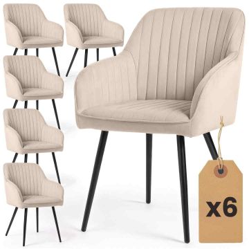Söögitoa toolid FLORENCE, 6 tk, Beež, 54,5 × 82 × 58 cm