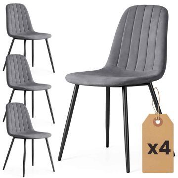 Söögitoa toolid LUMO, 4 tooli komplekt, hall/must, 45,5 × 87 × 43,5 cm