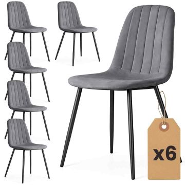 Söögitoa toolid LUMO, 6 tooli komplekt, hall/must, 45,5 × 87 × 43,5 cm