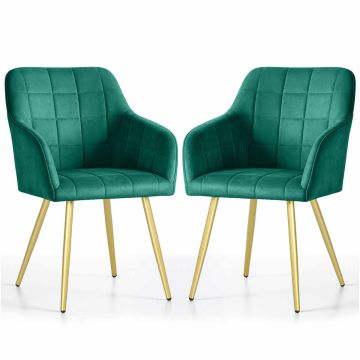 Söögitoa toolid LUXANO, 2 tk, rohelist/kuldset värvi, 54 × 82 × 58 cm