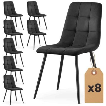 Söögitoa toolid NERO, 8 tk komplekt, must, 45,5 × 87 × 43,5 cm