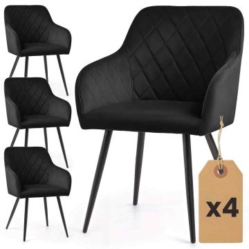Söögitoa toolid VELTO, 4 tk, Must, 54,5 × 82 × 58 cm