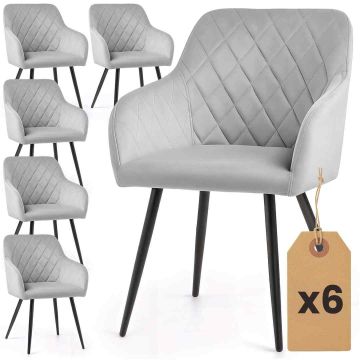 Söögitoa toolid VELTO, 6 tooli komplekt, Hallid, 54,5 × 82 × 58 cm