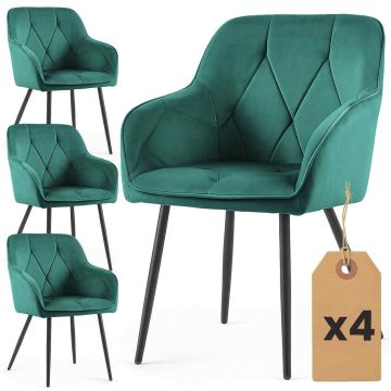 Söögitoa toolide komplekt DIAMANTE, 4 tk, Rohelised, 54,5 × 82,5 × 58 cm