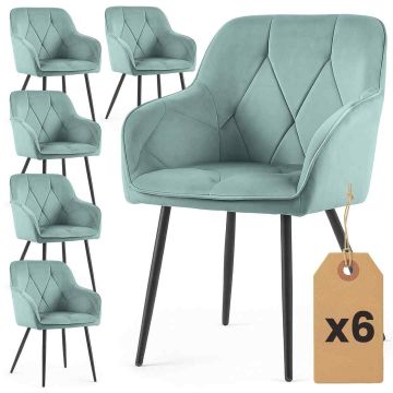 Söögitoa toolide komplekt DIAMANTE, 6 tk, sinine/must, 54,5 × 82,5 × 58 cm