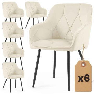 Söögitoa toolide komplekt DIAMANTE, 6 tk, beež/must, 54,5 × 82,5 × 58 cm