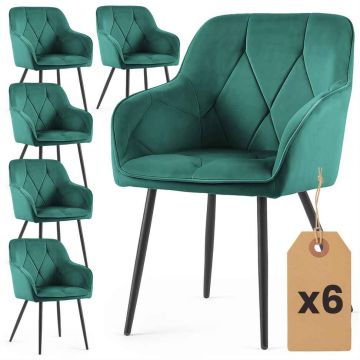 Söögitoa toolide komplekt DIAMANTE, 6 tk, roheline/must, 54,5 × 82,5 × 58 cm