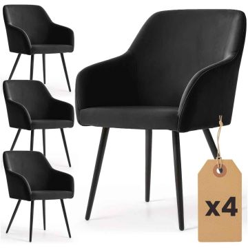 Söögito chairs komplekt ESTELLE, 4 tk, Mustad, 54,5 × 83 × 58 cm