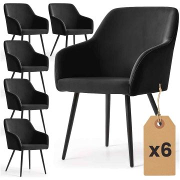 Söögitoolide komplekt ESTELLE, 6 tk, Mustad, 54,5 × 83 × 58 cm
