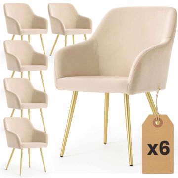 Söögitoa toolide komplekt ESTELLE, 6 tk, beež/kuldne, 54,5 × 83 × 58 cm