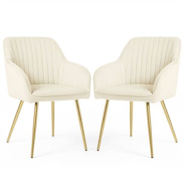 Söögitoa toolide komplekt FLORENCE, 2 tk, beeži/kuldset värvi, 54,5 × 82 × 58 cm