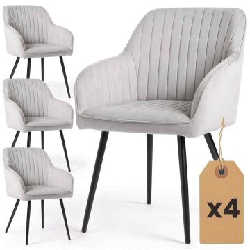 Söögitoolide komplekt FLORENCE, 4 tk, hall/must, 54,5 × 82 × 58 cm