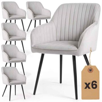 Söögitoa toolide komplekt FLORENCE, 6 tk, hall ja must, 54,5 × 82 × 58 cm