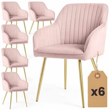 Söögitoa toolide komplekt FLORENCE, 6 tk, roosa ja kuldne, 54,5 × 82 × 58 cm