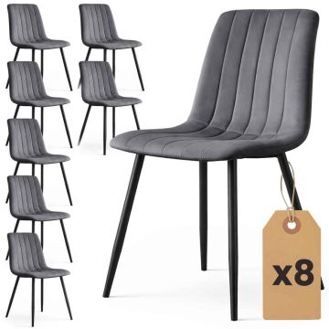 Söögitoa toolide komplekt LIVO, 8 tk, halli/must, 45,5 × 87 × 43,5 cm