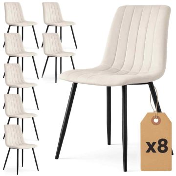Söögitoa toolide komplekt LIVO, 8 tk, beeži/must, 45,5 × 87 × 43,5 cm