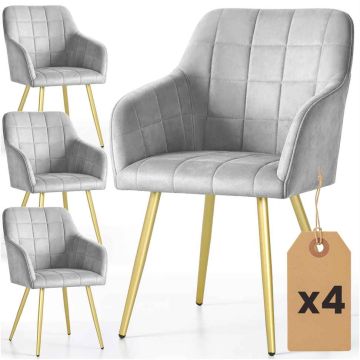 Söögitoolide komplekt LUXANO, 4 tk, hall/kuldne, 54 × 82 × 58 cm